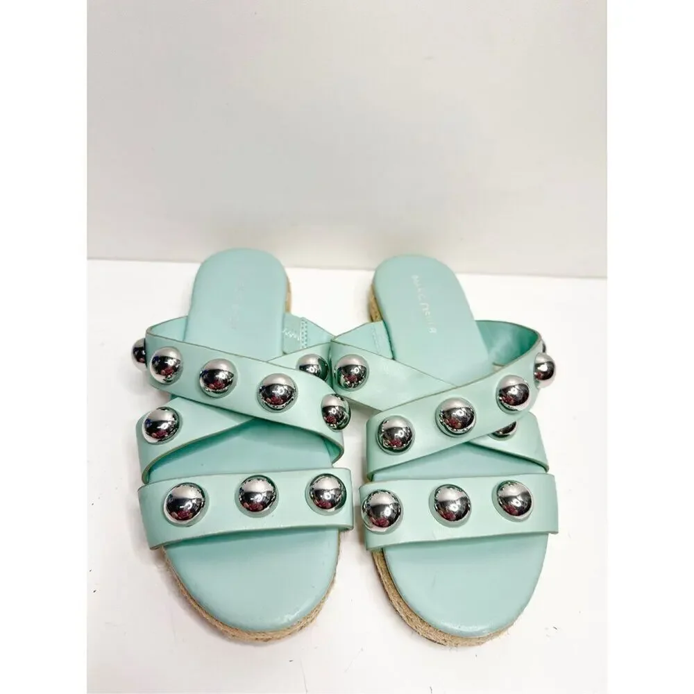 Marc Fisher Sandals Womens Size 6 Green Prisca Crisscross Espadrille‎ Slides